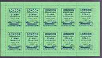 Exhibition souvenir sheet for 1960 London International Stamp Exhibition containing 10 perf labels in green unmounted mint