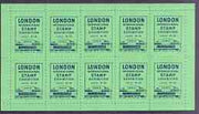 Exhibition souvenir sheet for 1960 London International Stamp Exhibition containing 10 perf labels in green unmounted mint