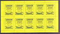 Exhibition souvenir sheet for 1960 London International Stamp Exhibition containing 10 perf labels in yellow unmounted mint