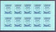 Exhibition souvenir sheet for 1960 London International Stamp Exhibition containing 10 perf labels in blue unmounted mint