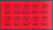 Exhibition souvenir sheet for 1960 London International Stamp Exhibition containing 10 perf labels in red, unmounted mint