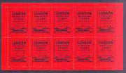 Exhibition souvenir sheet for 1960 London International Stamp Exhibition containing 10 perf labels in red, unmounted mint