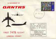 Great Britain 1971 Qantas illustrated first flight cover of Boeing 747B to Sydney with 26 Nov cancel and flight details