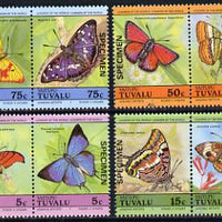 Tuvalu - Vaitupu 1985 Butterflies (Leaders of the World) set of 8 opt'd SPECIMEN unmounted mint