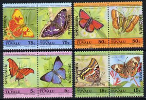 Tuvalu - Vaitupu 1985 Butterflies (Leaders of the World) set of 8 opt'd SPECIMEN unmounted mint