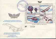 Cinderella - Great Britain 1980 20th FISA Congress cover bearing perf m/sheet showing Balloons, Flying Boat, Helicoptrer & Concorde, with FISA 9th May cancel