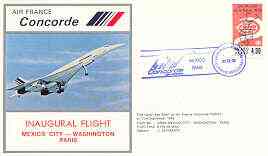 Mexico 1978 Air France illustrated cover for first Concorde flight Mexico City to Washington to Paris with special cancel & certificate