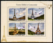 St Thomas & Prince Islands 2010 Eiffel Tower & Concorde perf sheetlet containing 4 values unmounted mint