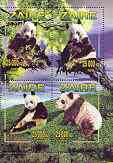 Zaire 1996 Pandas perf sheetlet containing set of 4 values unmounted mint, Mi 1153-56