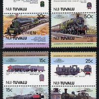 Tuvalu - Nui 1984 Locomotives #1 (Leaders of the World) set of 8 opt\d SPECIMEN unmounted mint