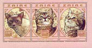 Zaire 1996 Domestic Cats set of 3 perf sheetlets each containing 3 values unmounted mint, Mi 1304-12