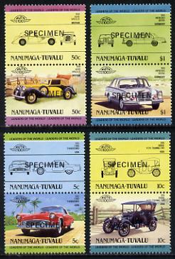Tuvalu - Nanumaga 1984 Cars #2 (Leaders of the World) set of 8 opt'd SPECIMEN unmounted mint