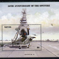 Nevis 1986 Spitfire (Seafire) on Aircraft Carrier m/sheet unmounted mint SG MS 376.