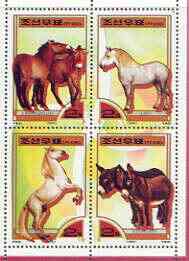 North Korea 2000 Fauna - Horses perf sheetlet containing 4 values unmounted mint SG N3976-79