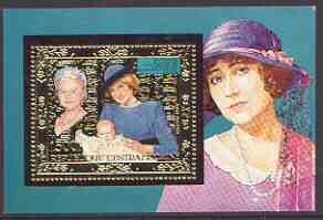 Central African Republic 1985 Queen Mother 85th B'day 1,500f perf m/sheet (part gold foil) unmounted mint,,Mi BL341A