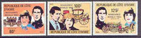 Ivory Coast 1982 Birth of Prince William opt on Royal Wedding perf set of 3 unmounted mint, Mi 737-39A