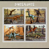 St Thomas & Prince Islands 2010 Dinosaurs perf sheetlet containing 4 values unmounted mint