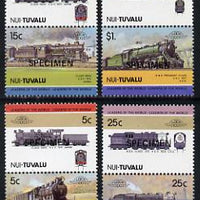 Tuvalu - Nui 1985 Locomotives #2 (Leaders of the World) set of 8 opt'd SPECIMEN unmounted mint