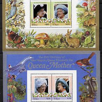 Tuvalu - Niutao 1985 Life & Times of HM Queen Mother (Leaders of the World) the set of 2 m/sheets containing 2 x $1.50 and 2 x $4.00 values (depicts Concorde, Fungi, Butterflies, Birds & Animals) unmounted mint