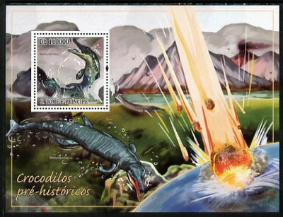 St Thomas & Prince Islands 2010 Pre-historic Crocodiles perf s/sheet unmounted mint