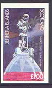 Bernera 1998 John Glenn Returned to Space opt in silver on 1978 Spacecraft (Landing Craft) imperf,souvenir sheet (£1 value) unmounted mint
