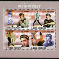 St Thomas & Prince Islands 2010 75th Birth Anniversary of Elvis Presley perf sheetlet containing 4 values unmounted mint