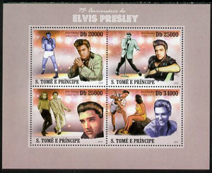 St Thomas & Prince Islands 2010 75th Birth Anniversary of Elvis Presley perf sheetlet containing 4 values unmounted mint