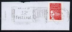 Postmark - France rectangular piece bearing French adhesive with Tourcoing illustrated cancel showing 12th Festival of Jazz
