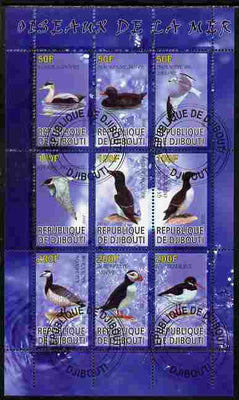 Djibouti 2010 Sea Birds perf sheetlet containing 9 values fine cto used