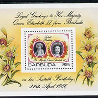 Barbuda 1986 Queen's 60th Birthday $5 m/sheet (SG MS 864) unmounted mint