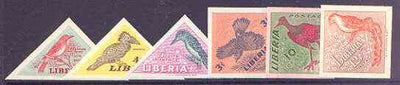 Liberia 1953 Birds imperf set of 6 (Triangular & Diamond shaped) unmounted mint as SG 735-40
