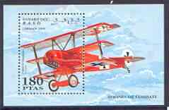 Sahara Republic 1995 Aircraft of World War II perf m/sheet (Fokker DR-1 Dreidecker) unmounted mint