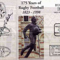 Postcard privately produced in 1998 (coloured) for the 175th Anniversary of Rugby, signed by Ian Robertson (Scotland - 8 caps, now BBC commentator) unused and pristine