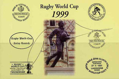 Postcard privately produced in 1999 (coloured) for the Rugby World Cup, signed by Josh Kronfeld (New Zealand - 54 caps & Leicester) unused and pristine