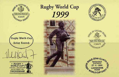 Postcard privately produced in 1999 (coloured) for the Rugby World Cup, signed by Neal Back (England - 45 caps, British Lions & Leicester) unused and pristine