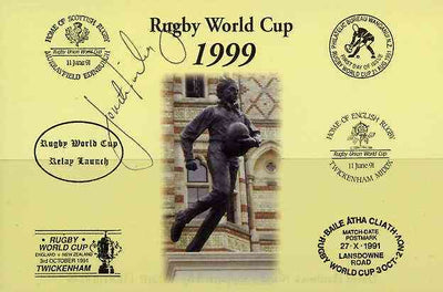 Postcard privately produced in 1999 (coloured) for the Rugby World Cup, signed by Fereti Tuilagi (Samoa - 8 caps & Leicester) unused and pristine