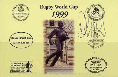 Postcard privately produced in 1999 (coloured) for the Rugby World Cup, signed by Darren Garforth (England - 25 caps & Leicester) unused and pristine