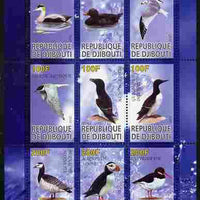 Djibouti 2010 Sea Birds perf sheetlet containing 9 values unmounted mint