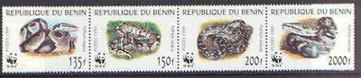 Benin 1999 WWF - Snakes se-tenant strip of 4 unmounted mint