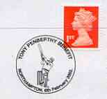 Postmark - Great Britain 2002 cover with 'Tony Penberthy Benefit' Northampton cancel illustrated with Batsman at stumps