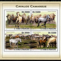 St Thomas & Prince Islands 2010 Camargue Horses perf sheetlet containing 4 values unmounted mint