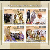 St Thomas & Prince Islands 2010 Visit to Africa by Pope Benedict perf sheetlet containing 4 values unmounted mint