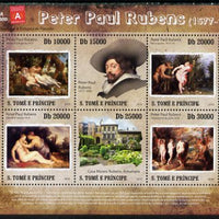 St Thomas & Prince Islands 2010 Paintings by Peter Paul Rubens perf sheetlet containing 4 values with Antwerp Stamp Exhibition Logo unmounted mint