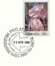 Australia 1980 Frilled Lizard 22c postal stationery envelope with first day cancellation