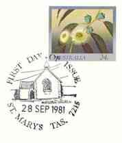 Australia 1981 Tasmanian Blue Gum 24c postal stationery envelope with first day cancellation