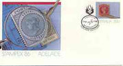 Australia 1986 Stampex '86 (Adelaide Stamp Exhibition) 33c postal stationery envelope with illustrated 'Aerophilately Day' cancel of 5 Aug