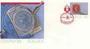 Australia 1986 Stampex '86 (Adelaide Stamp Exhibition) 33c postal stationery envelope with illustrated 'Youth Day' cancel of 10 Aug