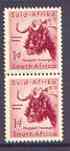 South Africa 1954 Black Wildebeest 1d coil pair unmounted mint, SG 152