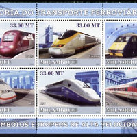 Mozambique 2009 History of Transport - Railways #05 perf sheetlet containing 6 values unmounted mint