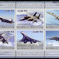 Mozambique 2009 History of Transport - Aviation #06 perf sheetlet containing 6 values unmounted mint